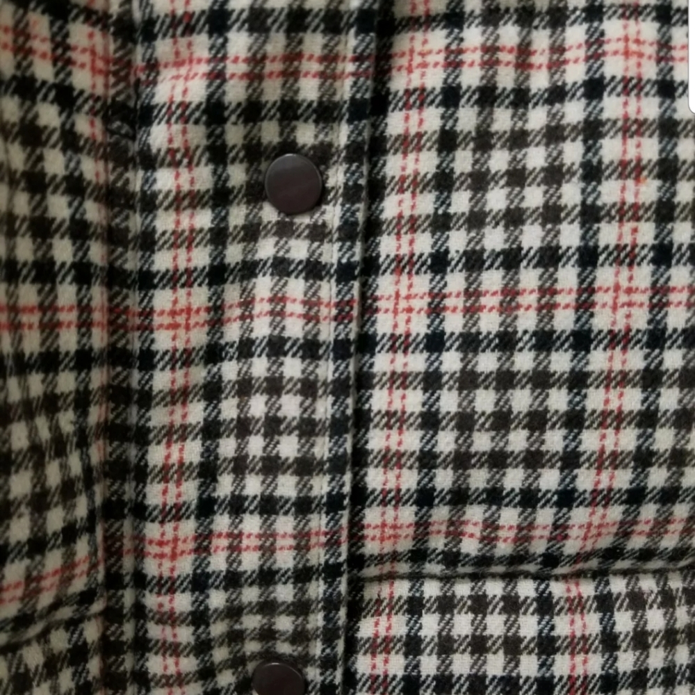 NEW Vigoss Plaid Puffer Coat Sz 1X TanTartan Plaid Print Quilted Fabric Jacket - Picture 7 of 7